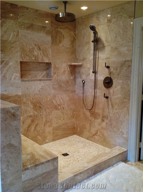 Cappucino Marble Master Bathroom Design