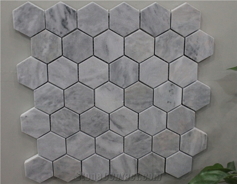 Kilantan Gray Marble Mosaic Tiles, Gray White Marble Mosaics Tiles