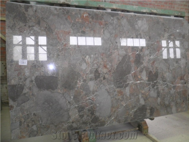 Grey Red Onicciato Marble Slabs, Tiles
