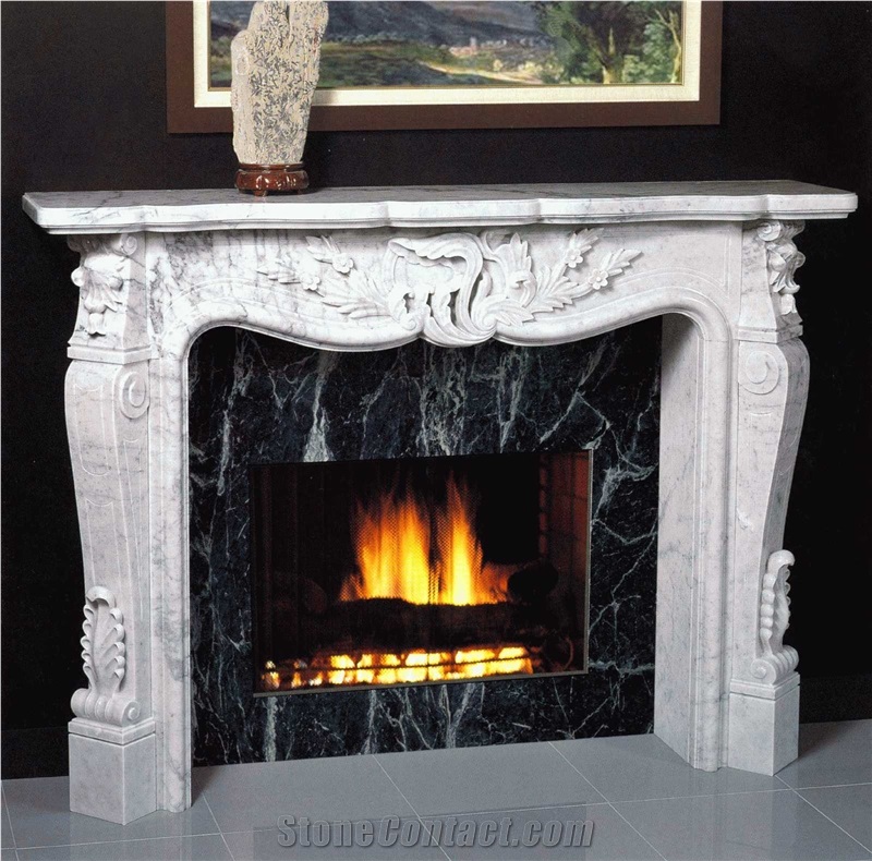 Bianco Carrara a White Marble Fireplace