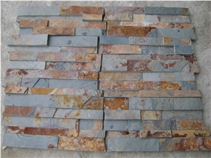 Good Quality Cheaper Chinese Sunset Split Face Multicolour Rusty Slate Stone Veneer, Stone Wall Decor, Exposed Wall Stone,Rustic Slate Feature Wall Rusty Slate Culture Stone Wall Cladding