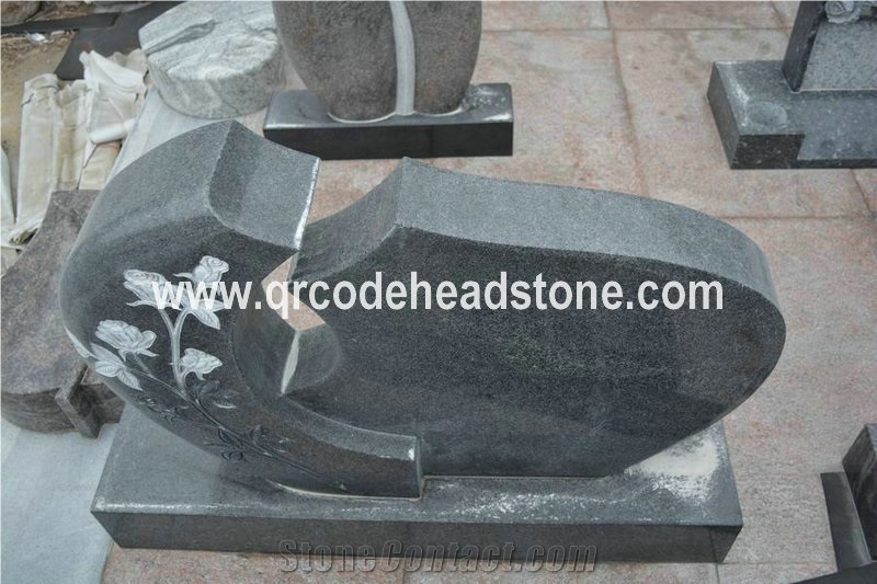 G654 Headstone, G654 Gravestone, G654 Tombstone, Dark Grey Monument