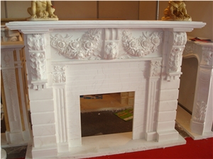 Flower Firepalce, White Marble Fireplace