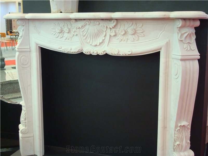Flower Firepalce, White Marble Fireplace