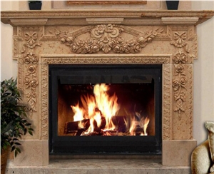 Golden Marble Fireplace, Beige Marble Fireplace