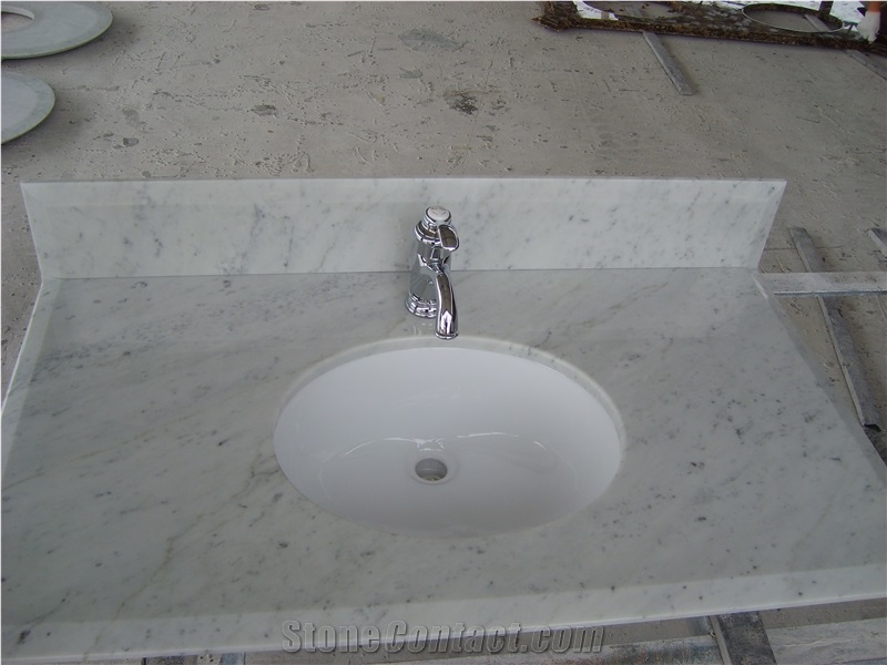White Marble Polished Vanity Top Bathroom