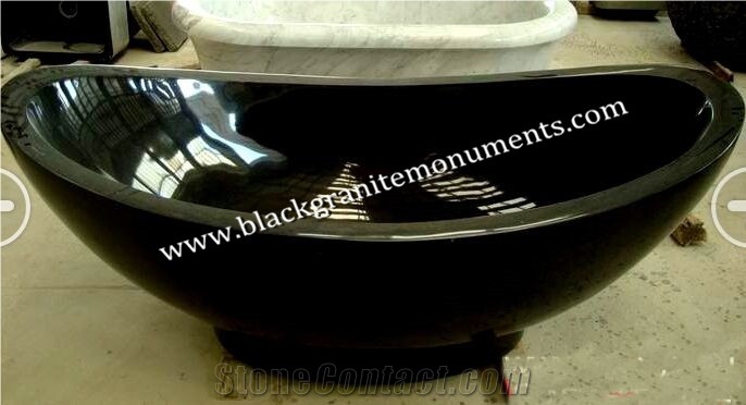 China Absolute Black Polished Bathtub, Shanxi Black Granite Bathtubs