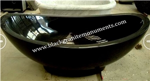 China Absolute Black Polished Bathtub, Shanxi Black Granite Bathtubs