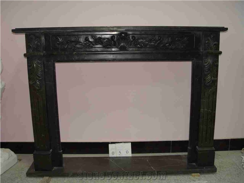 China Absolute Black Polished Fireplace Mantels, Black Granite Fireplaces Surroundings, Polished Black Granite Plinths, Polished Black Granite Hearth, Polished Black Granite Back Panel