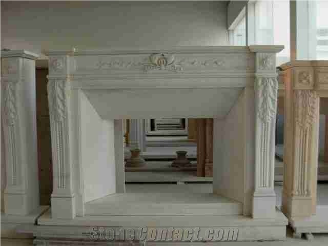China Han White Carved Fireplace, Han White Marble Fireplace