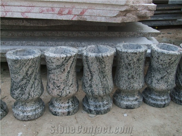 China Juparana Polished Monument & Tombstone Vase, China Juparana Polished Memorials & Headstones Vase, Poland Style