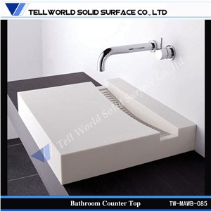China Supply Solid Surface Bathroom Countertops with Built in Sinks