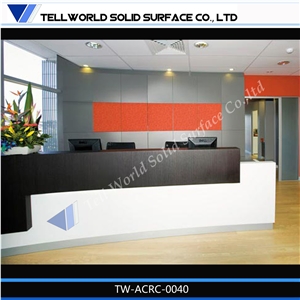 Curved Solid Surface Salon Reception Nail Store Manmade Stone Reception Desk