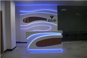 Fabulous High End Office Reception Counter with Backgroud Wall
