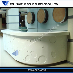 High Quality Artificial Marble Stone Front Desk for Hotel Acrylic Solid Surface Reception Table Design