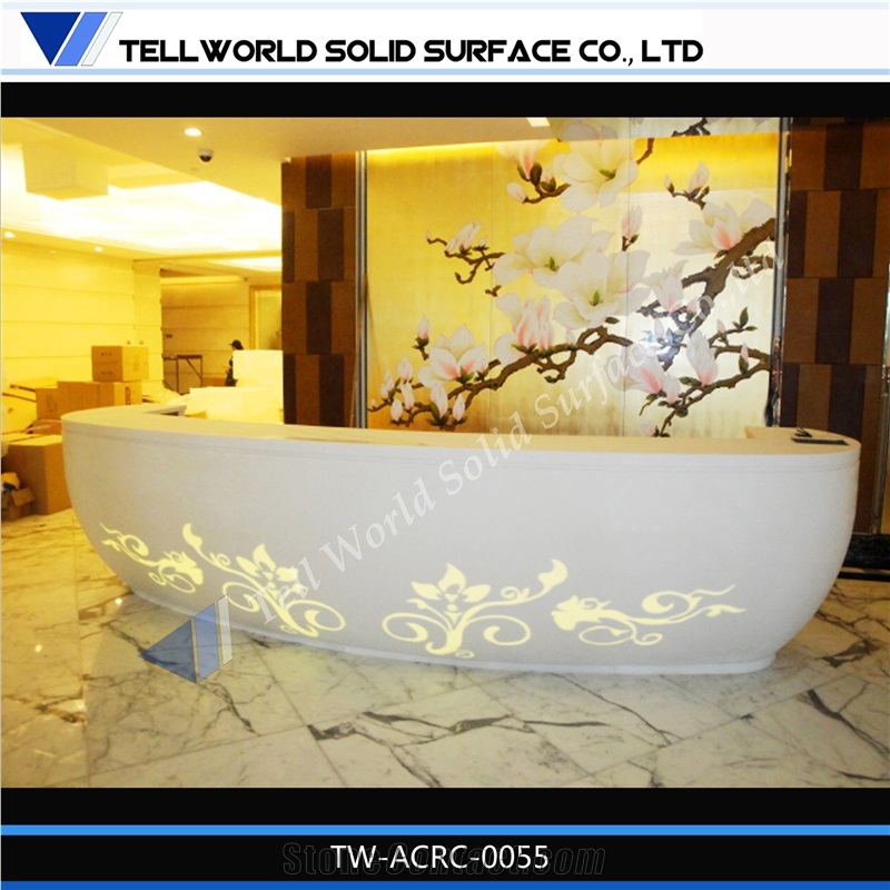 Hot Sale Modern Salon Solid Surface Reception Desk,Manmade Stone Marble Reception Counter Table Tops