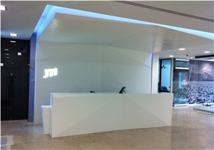Simplw White Elegant Office Corian Solid Surface Reception Counter