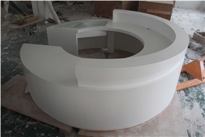 White Acrylic Solid Surface Circular Round Information Counter Reception Counter