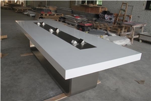 White Marble Top Conference Table Size Customized Meeting Desk