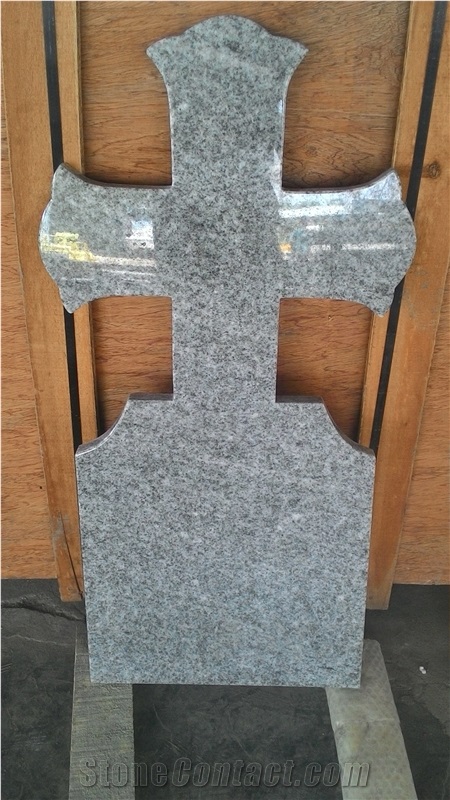 Grey Granite Cross Tombstone, Sadarahalli Granite Headstone