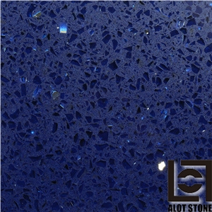 Engineered Stone Solid Surface Quartz Stone Tiles- Blue with Mirror Manmade Stone Tiles
