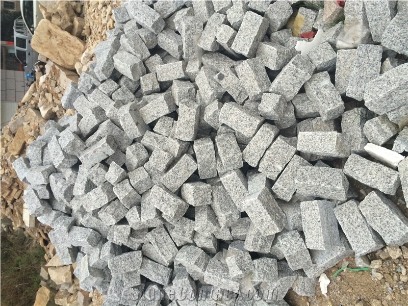 G603 Granite Cube Stone,Light Grey Granite Cobble Stone Pavers