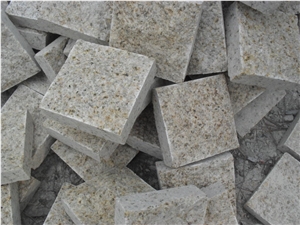 G682 Granite Cobble Stone,Yellow Granite Cubestone,Rusty Granite Cobblestone