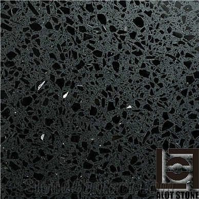 Galaxy Star Quartz Stone Tiles- Black with Mirror Solid Surface Engineered Stone