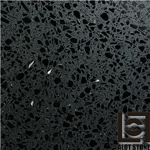 Galaxy Star Quartz Stone Tiles- Black with Mirror Solid Surface Engineered Stone