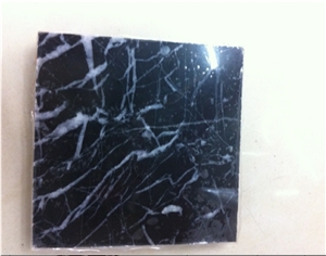 Manmade Stone Black Marquina Artificial Marble Slab
