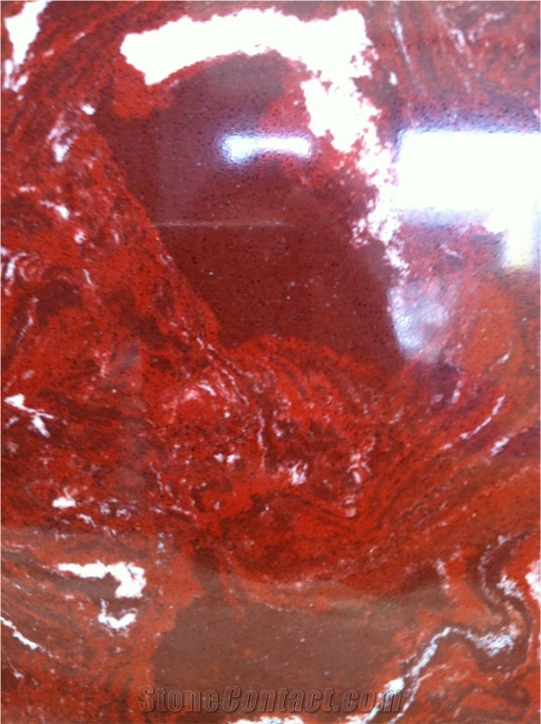 Manmade Stone Red Artificial Marble Slab