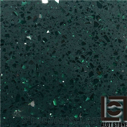 Quartz Stone Tiles -Dark Green with Mirror Solid Surface Engineered Stone
