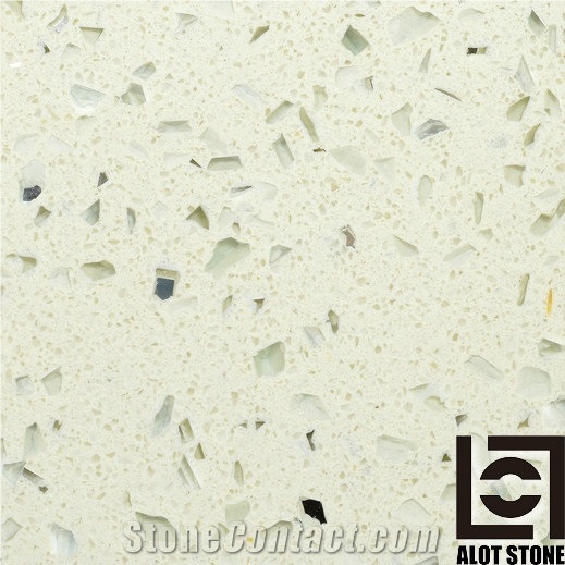 Quartz Stone with White Mirrors Solid Surface Engineered Stone Sample Tiles