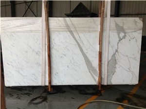 Extra White Calcutta Marble Bookmatched Slabs
