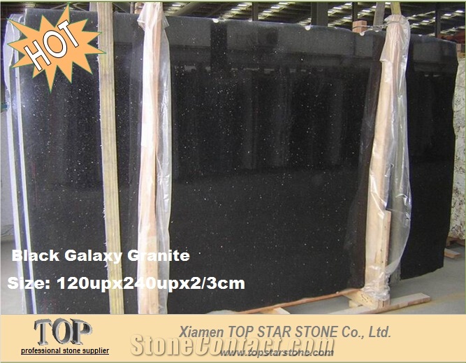 India Golden Black Galaxy Granite Slabs