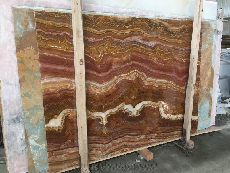 Translucent Multicolor Red Onyx Wall Tiles