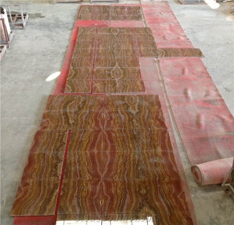 Translucent Red Tiger Onyx Floor Tiles
