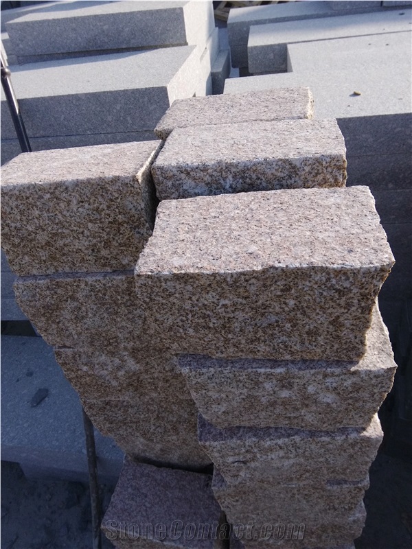Flamed Yellow Granite Paver,Flame Yellow Granite Cube, G350 Yellow Granite Cube Stone & Pavers