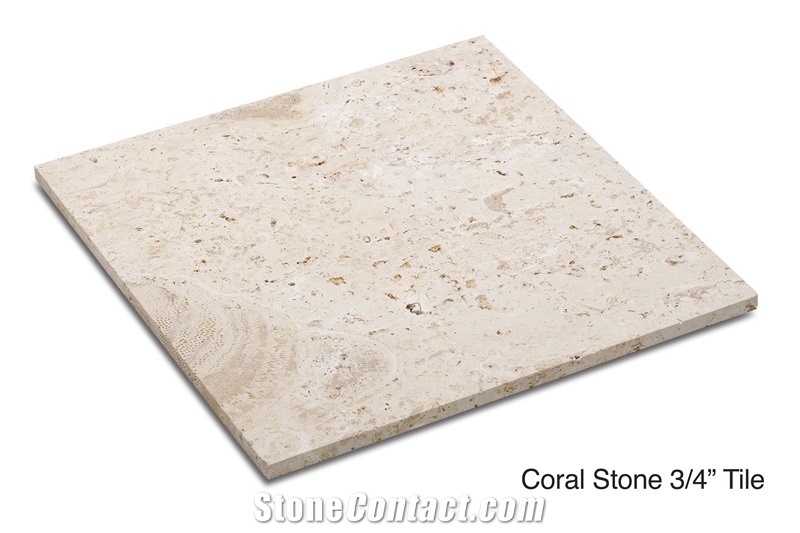 Dominican White Coral Stone Brushed Tiles 3/4"