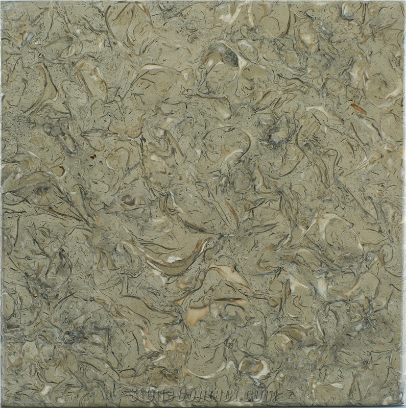 Mini-Abalone Sea Shellstone Beige and Green Slabs & Tiles, Abalone Shellstone Beige Limestone Tiles