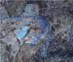 Semi-Precious Electric Blue and Peacock Blue Labradorite Slabs, Tiles, Basins, and Decor