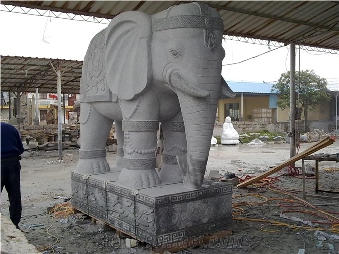 Granite Elephant Sculpture, White Elephant Sculpture, Handcarved Sculpture, Landscape Sculptures