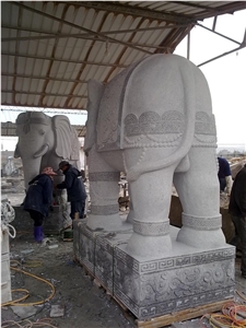 Granite Elephant Sculpture, White Elephant Sculpture, Handcarved Sculpture, Landscape Sculptures