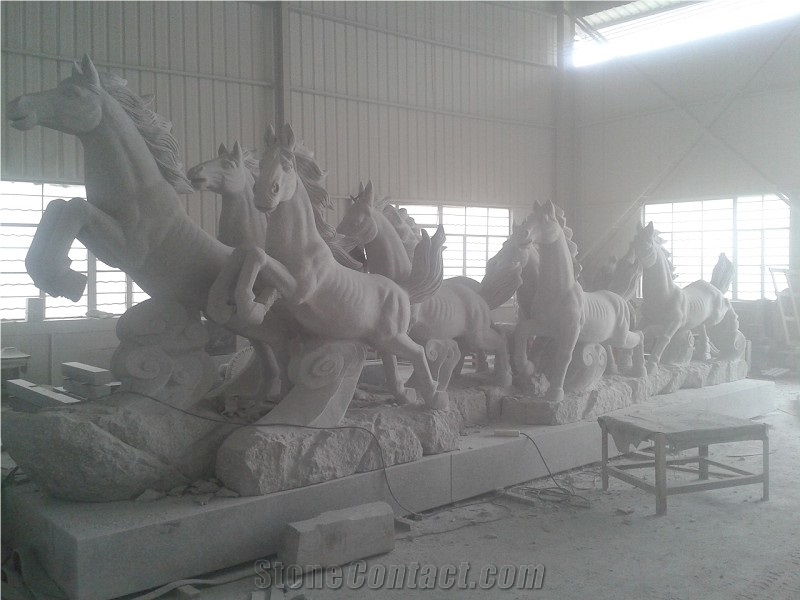 Horse Sculpture,Grey Granite Sculpture, Garden Sculpture, Handcarved Sculpture,Animal Sculpture