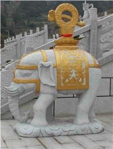 Yellow Color Elephant Sculpture, Animal Sculptures, Religious Sculptures, Handcarved Sculptures