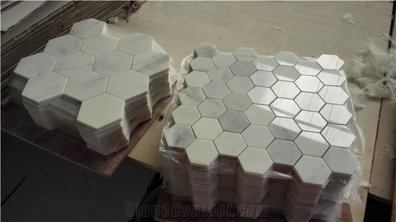 Beautiful White Marble Hexagon Mosaics