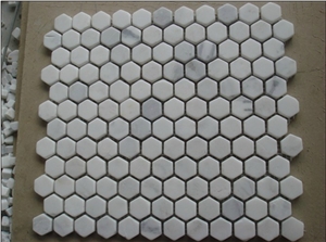 Graceful White Marble Hexagon Mosaics