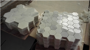 Luxury White Marble Hexagon Mosaics