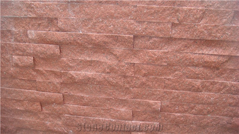 Nice Asia Red Granite Cultured Stone, China Red Granite Stacked Stone Wall Cladding