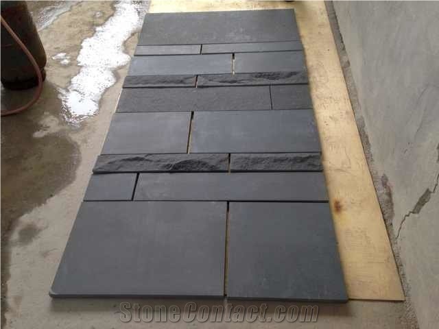 Nice Black Sandstone Slabs & Tiles, China Black Sandstone